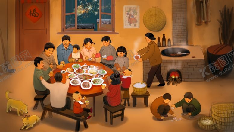 编号：61370606250947234176【酷图网】源文件下载-新年过年传统国风插画卡通素材