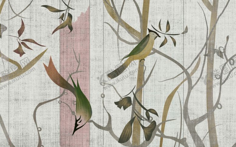 编号：10751709181105572404【酷图网】源文件下载-花鸟画电视背景墙