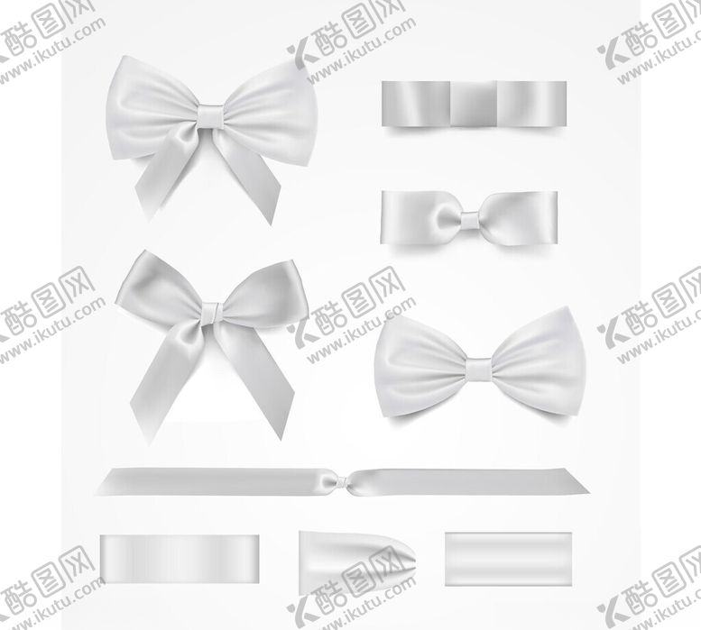 编号：39340704042003346473【酷图网】源文件下载-银色蝴蝶结装饰素材集合