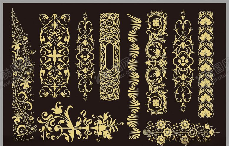 编号：66470409101037577977【酷图网】源文件下载-金色花边花纹边框角花