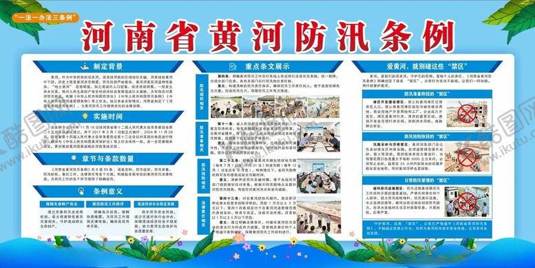 编号：61025710011226525359【酷图网】源文件下载-河南省黄河防汛条例展板