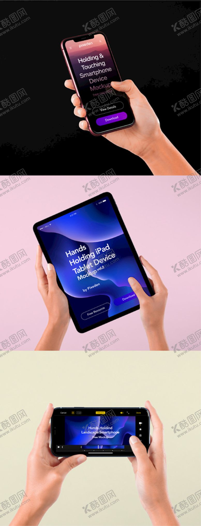 编号：14730809301755529075【酷图网】源文件下载-手机IPAD屏幕效果图样机