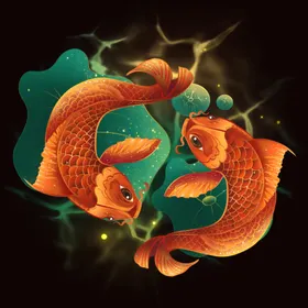 锦鲤插画鲫鱼鱼类国潮