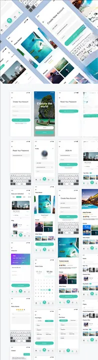 xd整套旅行绿色UI设计登录页