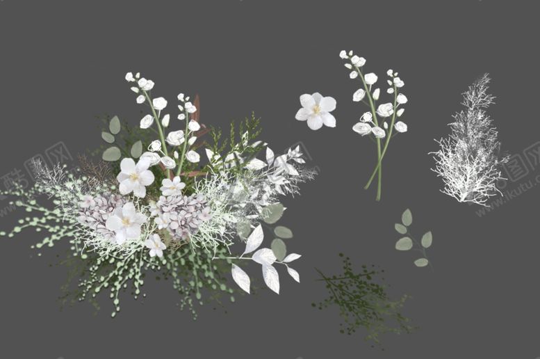 编号：38658909200951422199【酷图网】源文件下载-婚礼效果图素材白绿色绣球花艺