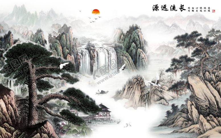 编号：37208209290838215529【酷图网】源文件下载-中式演源远流长背景墙