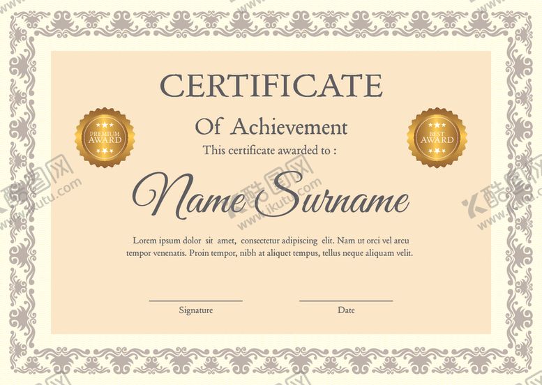 编号：11569210020641131196【酷图网】源文件下载-证书模板