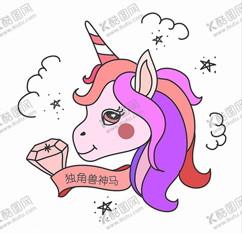 编号：98559409262215024208【酷图网】源文件下载-卡通印花图案可爱独角兽神兽