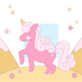 独角兽衣服图案背景墙生日宴