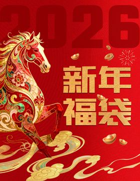 喜庆红色马年新年春节华丽马