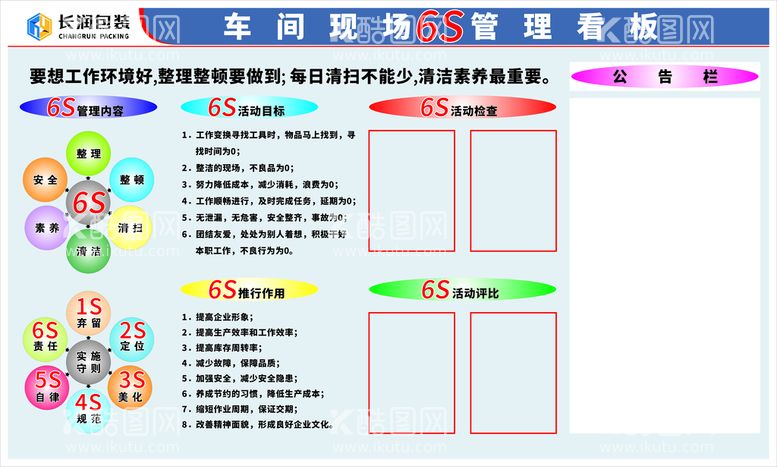 编号：28614212250614299128【酷图网】源文件下载-6S管理看板