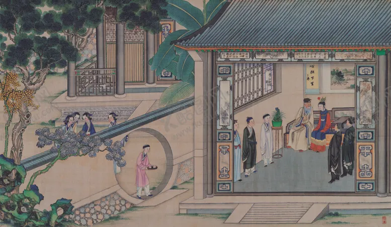 编号：33559205010703342872【酷图网】源文件下载-红楼梦场景精美工笔画