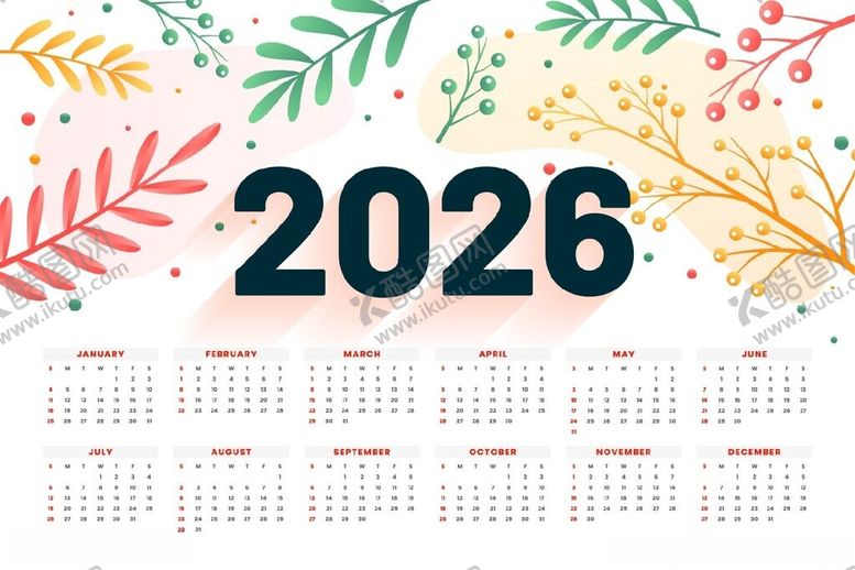 编号：88299504042110365660【酷图网】源文件下载-2026年日历