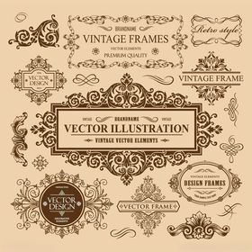 复古矢量装饰边框图案