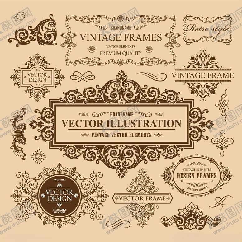 编号：81842012200129021230【酷图网】源文件下载-复古矢量装饰边框图案