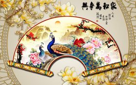 古典孔雀背景墙