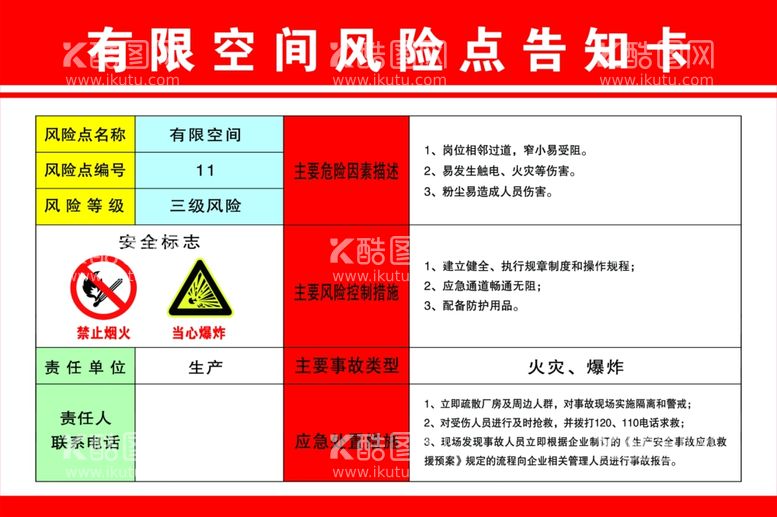 编号：71397703201931516199【酷图网】源文件下载-有限空间告知卡