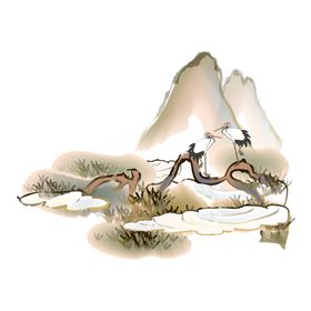 水墨山水素材渔滃复古荷花国画