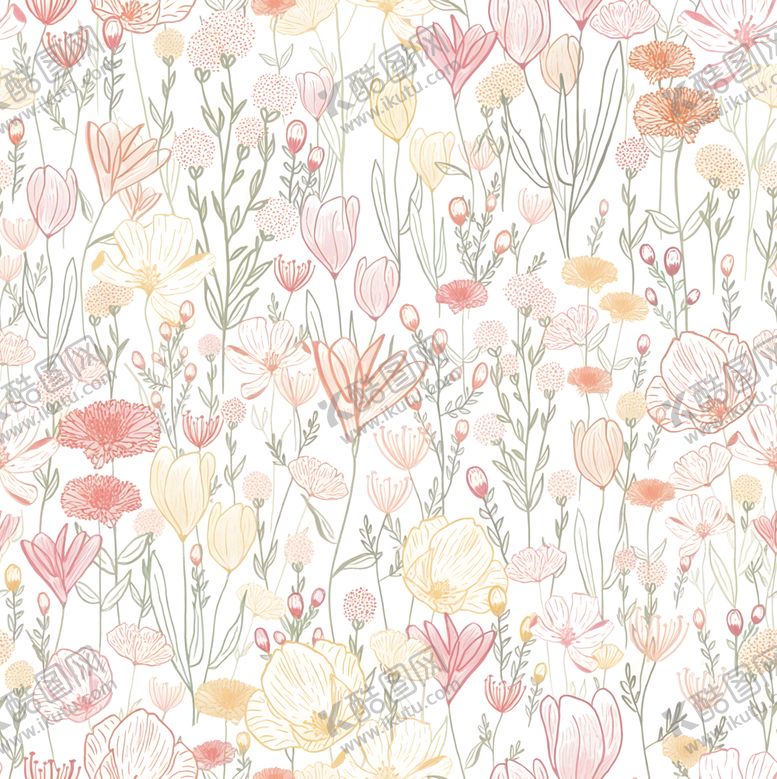 编号：59011604051640321302【酷图网】源文件下载-手绘清新花卉图案背景
