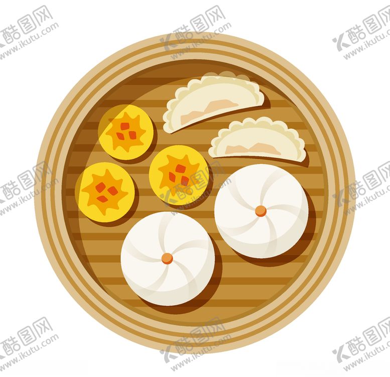 编号：60443806262054331048【酷图网】源文件下载-手绘卡通一笼美味的包子饺子烧麦