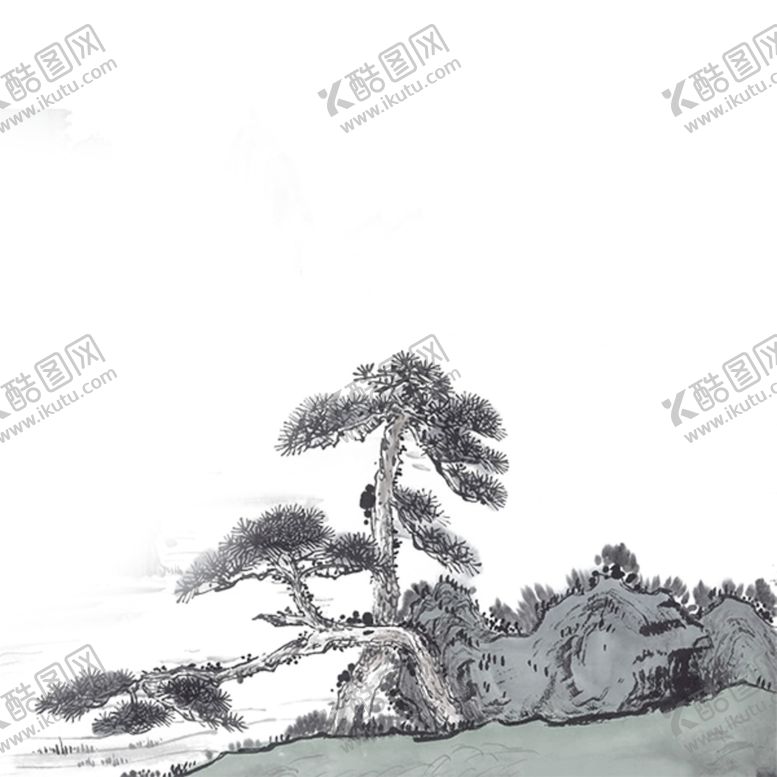 编号：24649705040459399055【酷图网】源文件下载-水墨中国风迎客松