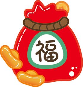 圆形红色新年福袋边框