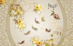 装饰画背景墙软包国鲤鱼