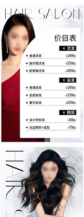 美业美发简约高端价目表价格表海报设计