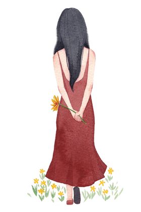 水彩手绘女孩