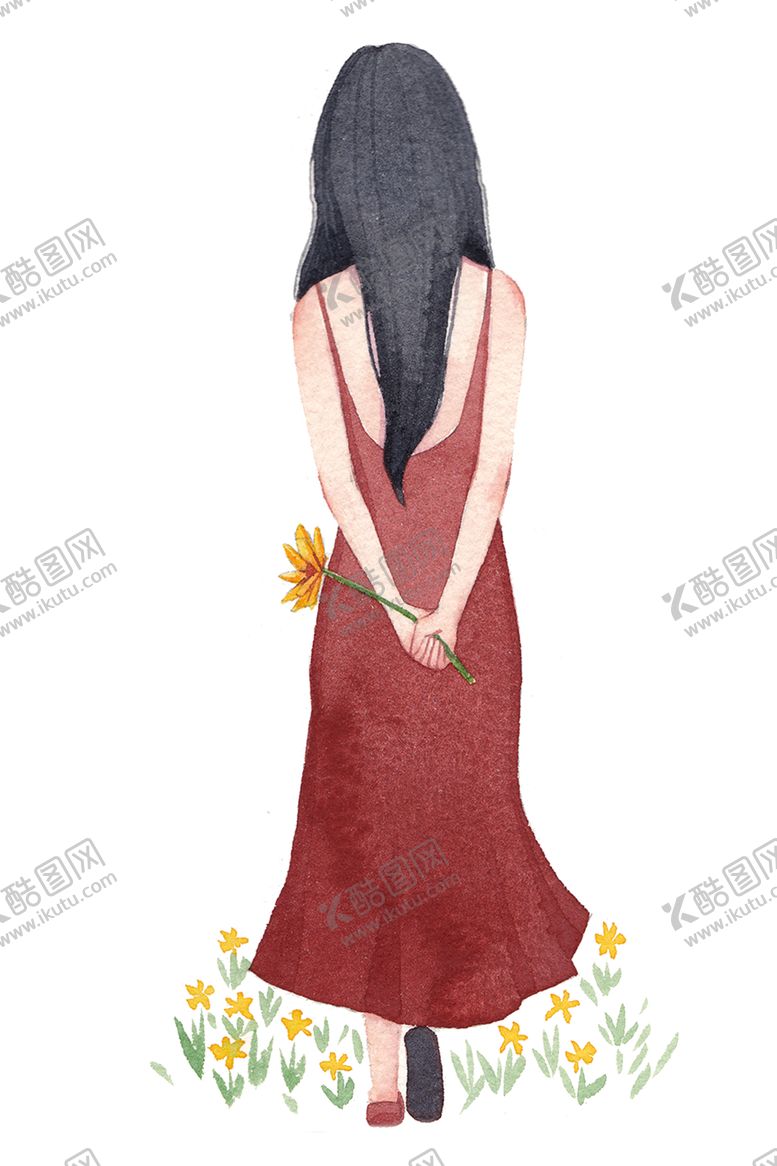 编号：93640709210144478333【酷图网】源文件下载-水彩手绘女孩