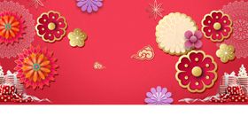 红色背景晚会展板企业会议展板