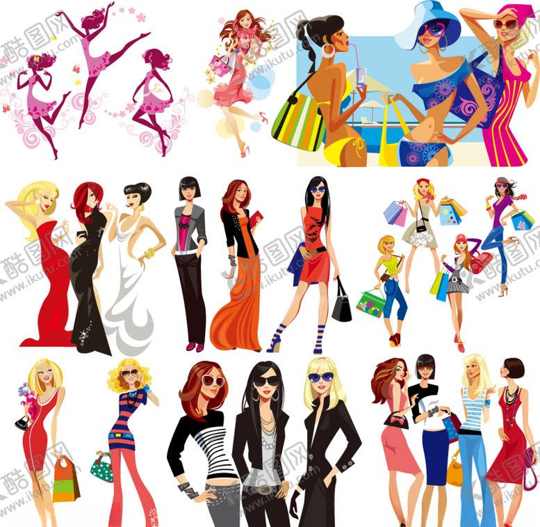 编号：68721310300122477389【酷图网】源文件下载-摩登女郎矢量素材