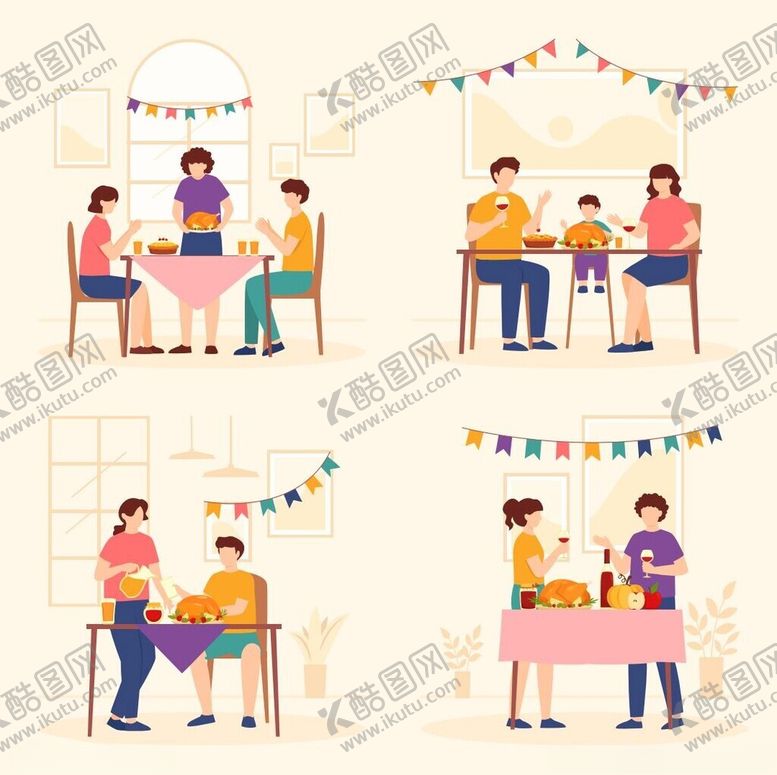 编号：59054009212259325584【酷图网】源文件下载-家庭温馨时刻插画场景
