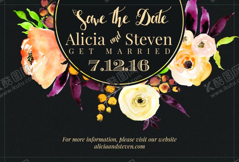 编号：77467710290322059779【酷图网】源文件下载-复古花卉婚礼邀请函背面