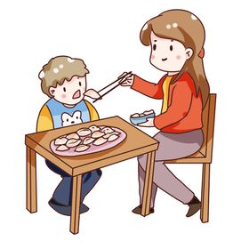 手绘饺子素材冬至新年团圆饭插画
