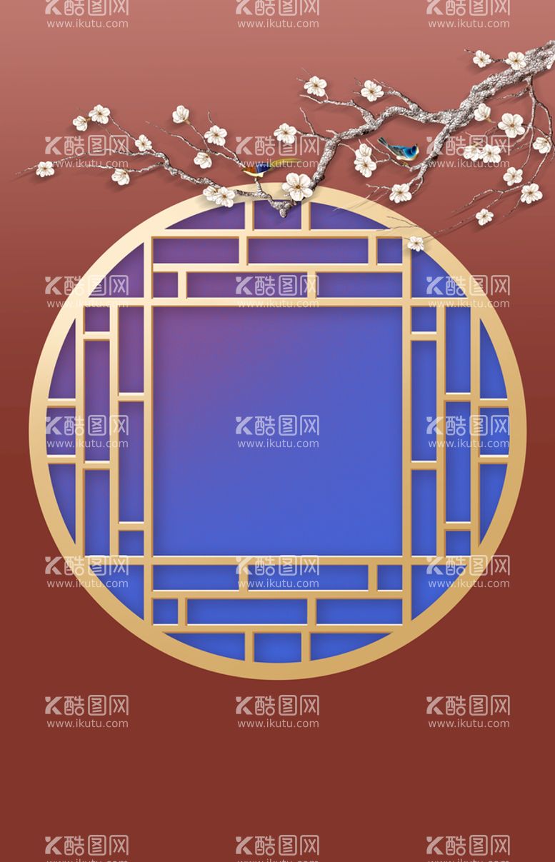 编号：61191511050603065844【酷图网】源文件下载-中国风窗户红墙背景