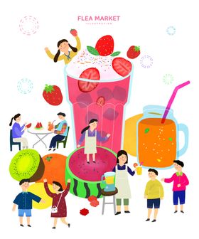 人物日常生活场景插画