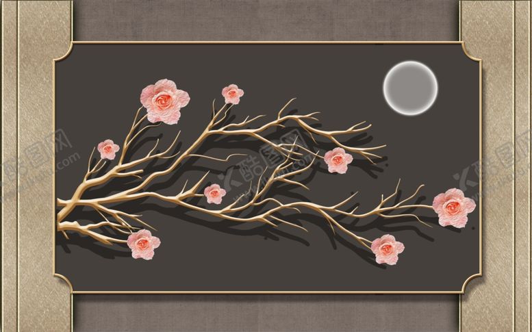 编号：24601809241734346092【酷图网】源文件下载-新中式背景墙