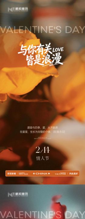 情人节节日海报2026马年玫瑰爱心
