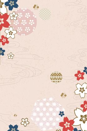 日式和风红色花纹背景