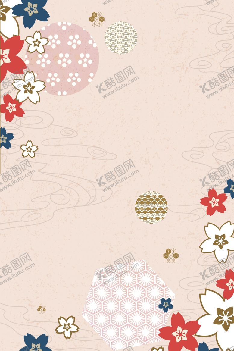 编号：88429805081114318824【酷图网】源文件下载-日式和风红色花纹背景