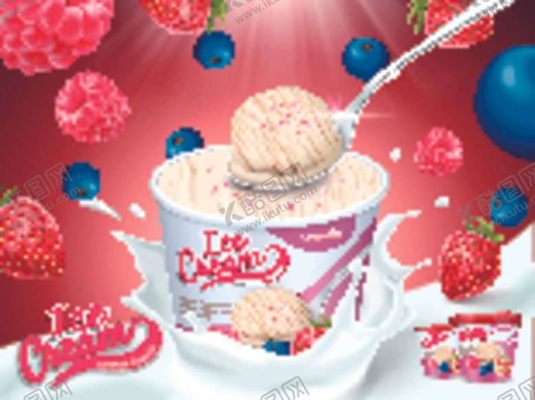 编号：27228204030447075660【酷图网】源文件下载-美味冰淇淋与浆果的组合