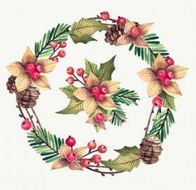 花纹贺卡圣诞老爷爷狂欢圣诞节Merry