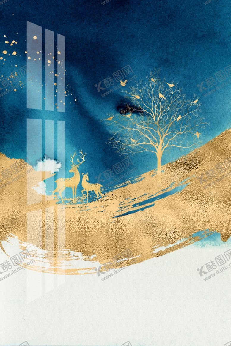 编号：57465009201454338507【酷图网】源文件下载-麋鹿抽象装饰画