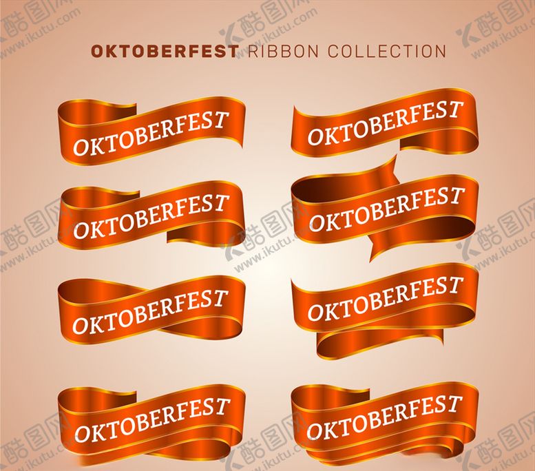 编号：75692710120800503633【酷图网】源文件下载-8款红色慕尼黑啤酒节丝带条幅