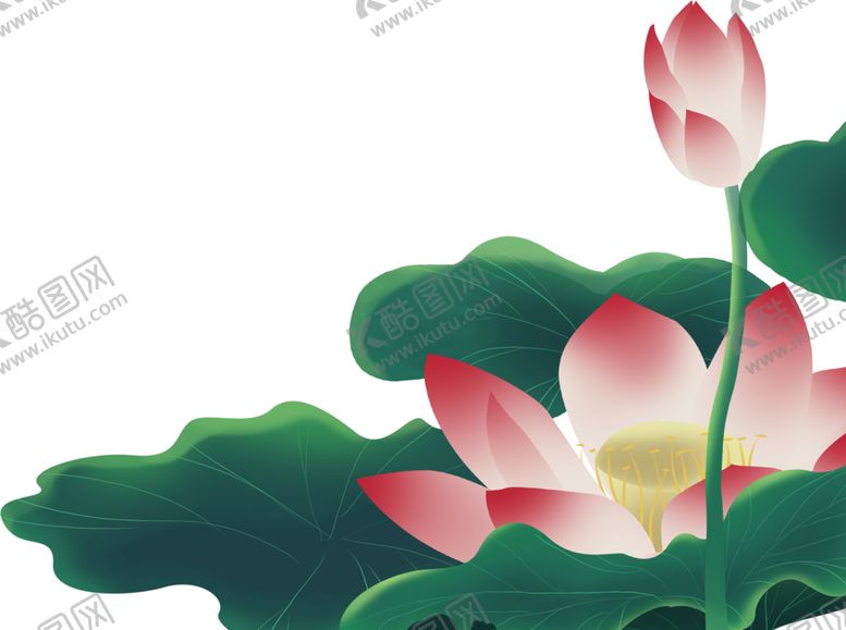 编号：77720607082004206225【酷图网】源文件下载-荷花荷叶插画卡通古风夏季素材