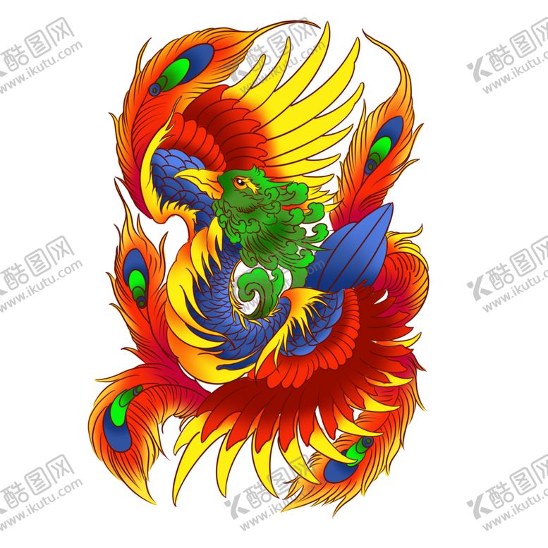 编号：36416904181100008829【酷图网】源文件下载-国潮凤凰插画