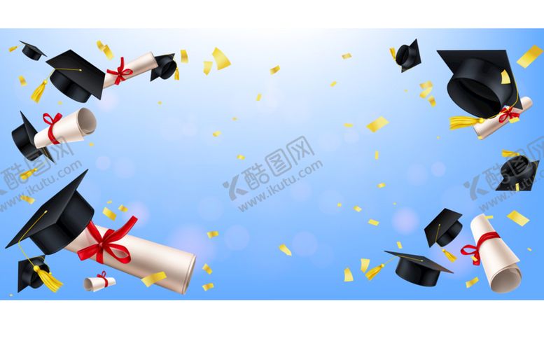编号：39654010031018510371【酷图网】源文件下载-学士帽毕业背景