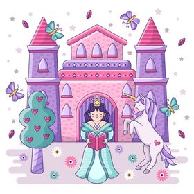 城堡梦幻手绘童话卡通