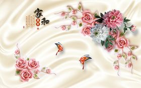 浮雕花玫瑰背景墙